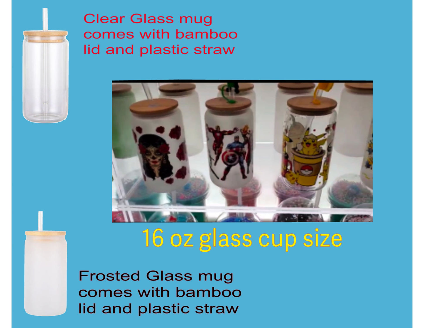 Anime Girl Glass Cup With Lid And Straw, Cute Glass Tumbler Iced Coffee Cup, Gift for her, Tumbler hot summer, gift for birthday