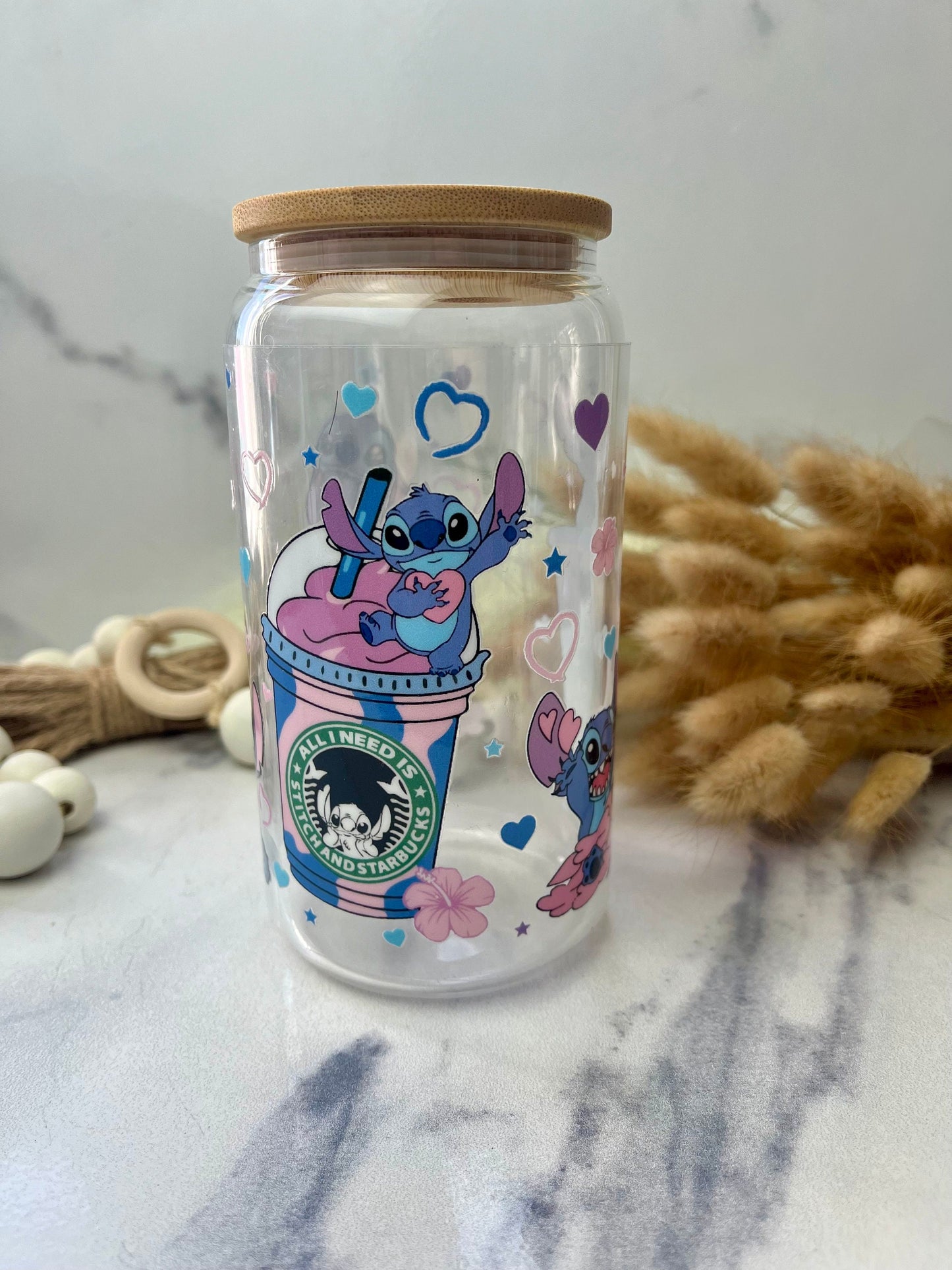 Angel Glass Cup With Lid And Straw, Cute Glass Tumbler Iced Coffee Cup, Gift for her, Tumbler summer, gift for birthday