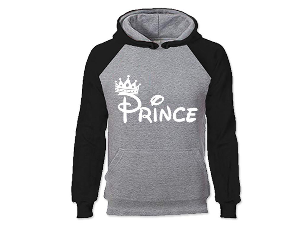 Black Grey color Prince design Hoodie for Man.