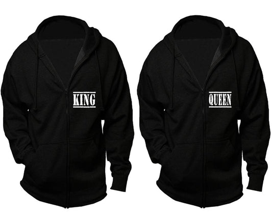 King and Queen zipper hoodies, Matching couple hoodies, Black zip up hoodie for man, Black zip up hoodie womens