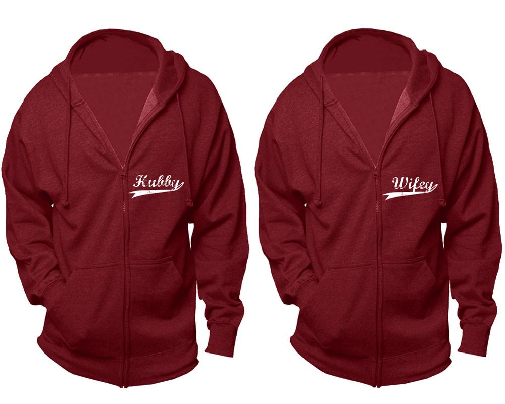 Hubby and Wifey zipper hoodies, Matching couple hoodies, Cranberry Cavier zip up hoodie for man, Cranberry Cavier zip up hoodie womens