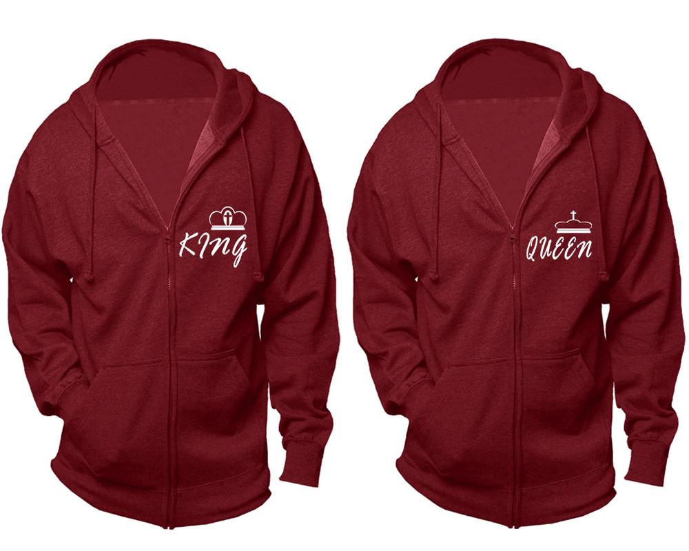 King and Queen zipper hoodies, Matching couple hoodies, Cranberry Cavier zip up hoodie for man, Cranberry Cavier zip up hoodie womens