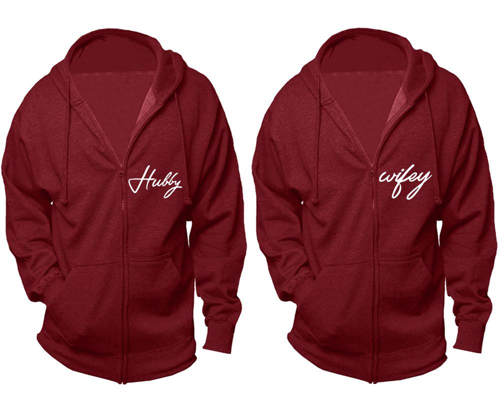 Hubby and Wifey zipper hoodies, Matching couple hoodies, Cranberry Cavier zip up hoodie for man, Cranberry Cavier zip up hoodie womens