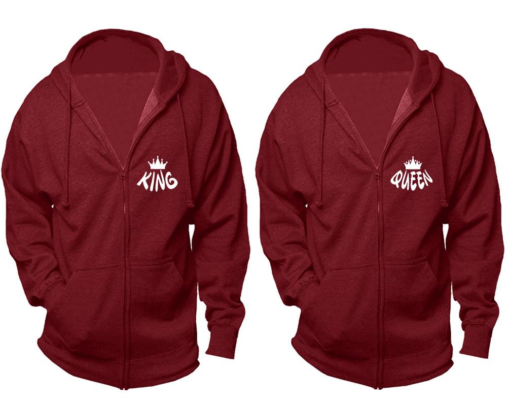 King and Queen zipper hoodies, Matching couple hoodies, Cranberry Cavier zip up hoodie for man, Cranberry Cavier zip up hoodie womens