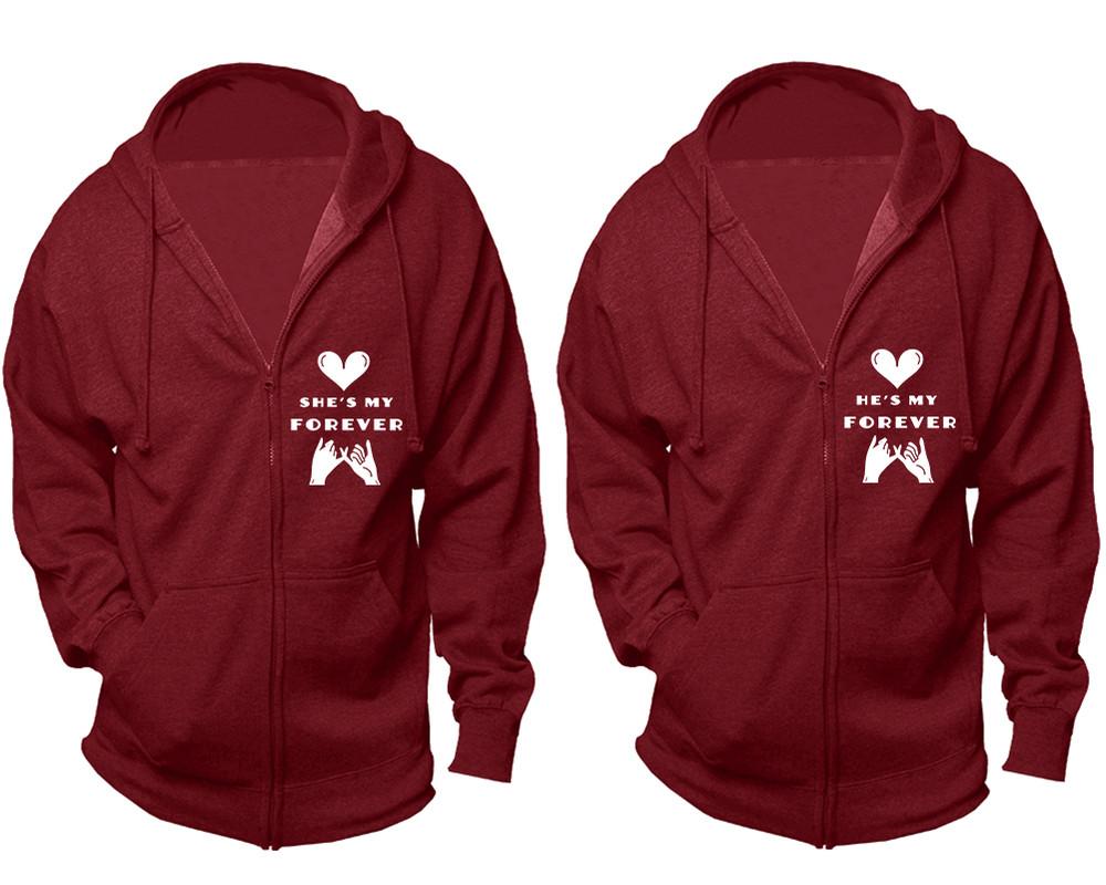 She's My Forever and He's My Forever zipper hoodies, Matching couple hoodies, Cranberry Cavier zip up hoodie for man, Cranberry Cavier zip up hoodie womens