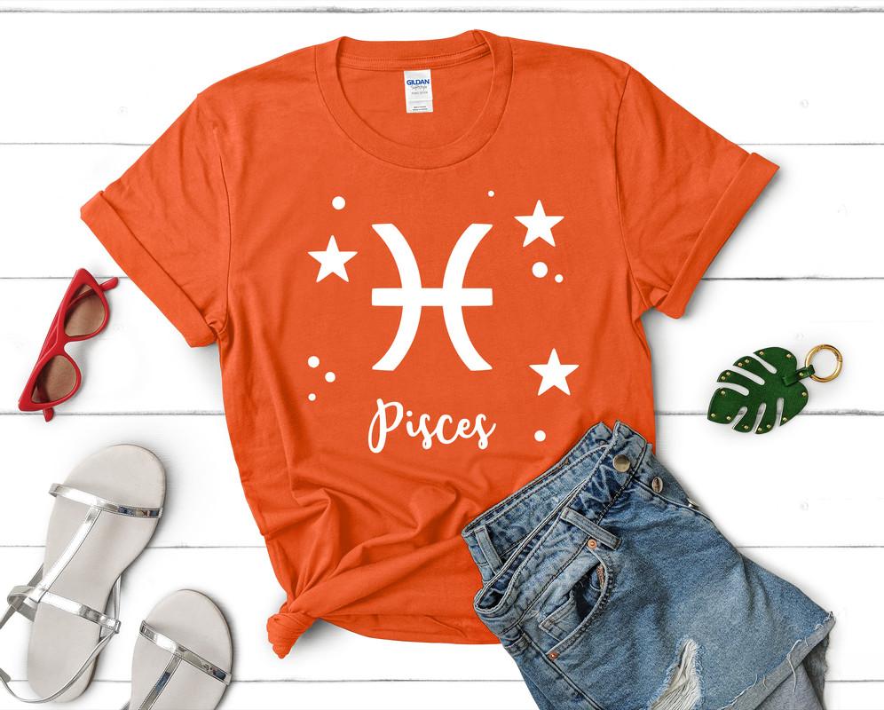 Pisces t shirts for women. Custom t shirts, ladies t shirts. Orange shirt, tee shirts.