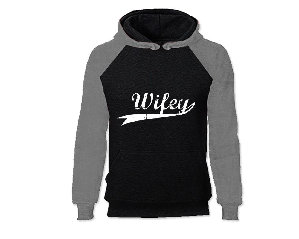 Grey Black color Wifey design Hoodie for Woman