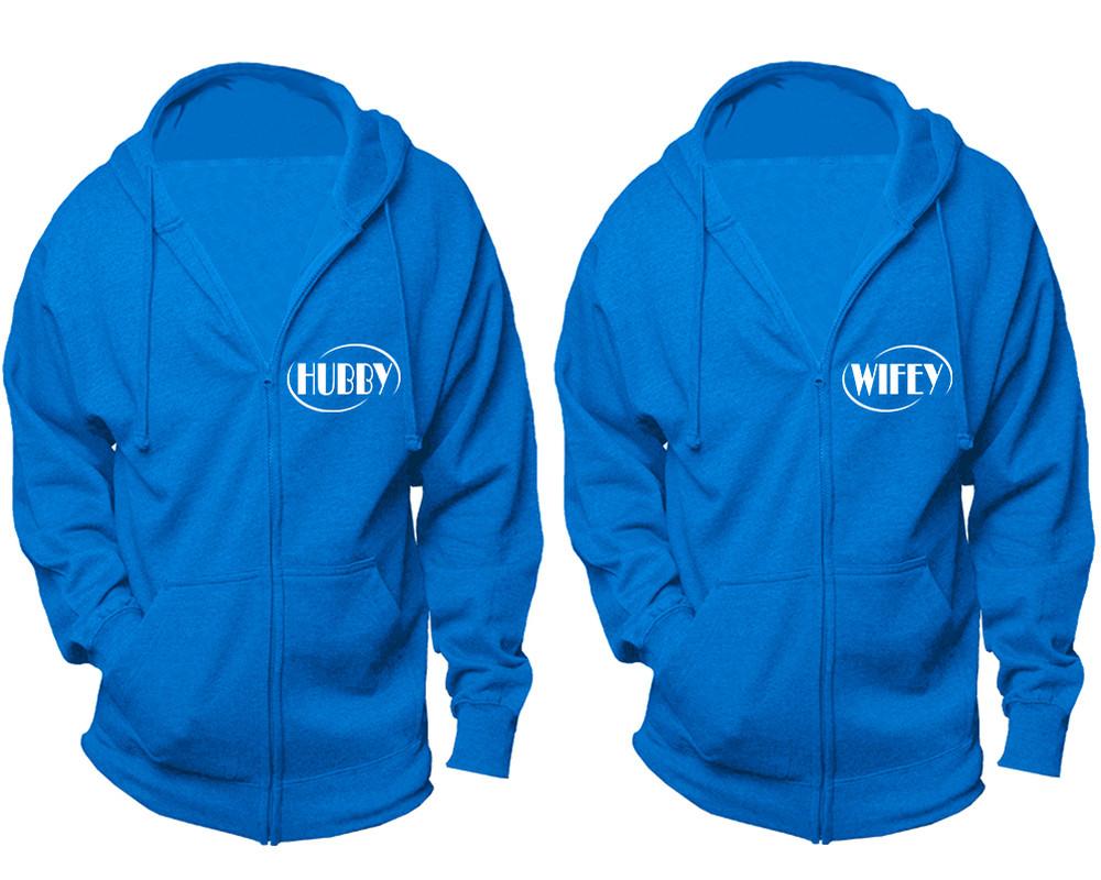 Hubby and Wifey zipper hoodies, Matching couple hoodies, Turquoise zip up hoodie for man, Turquoise zip up hoodie womens