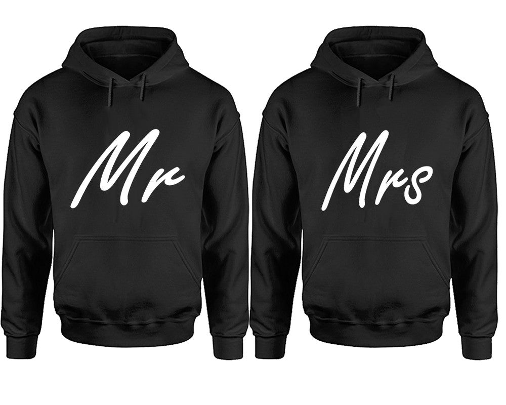 Mr and Mrs hoodies, Matching couple hoodies, Black pullover hoodies