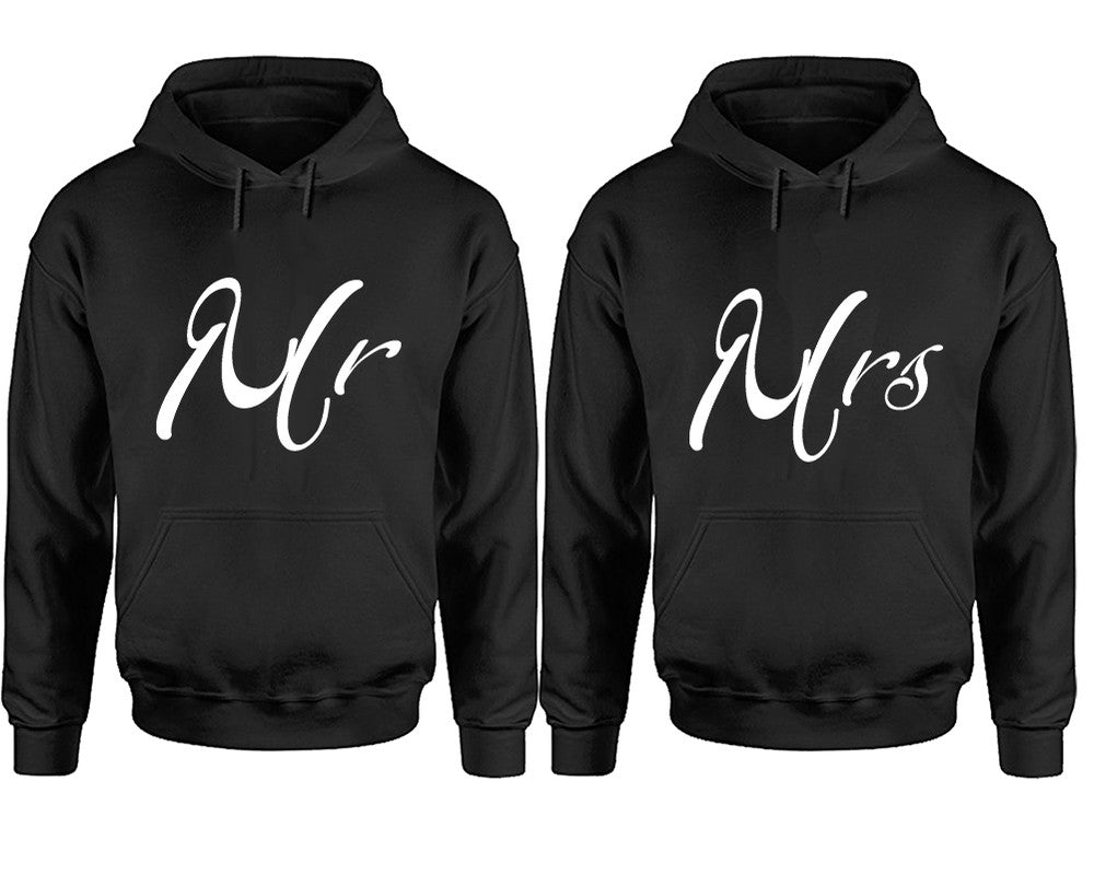 Mr and Mrs hoodies, Matching couple hoodies, Black pullover hoodies