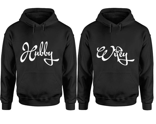 Hubby and Wifey hoodies, Matching couple hoodies, Black pullover hoodies