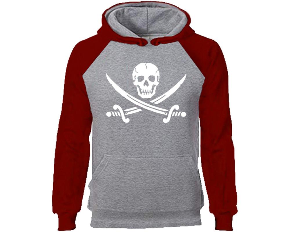 Jolly Roger designer hoodies. Burgundy Grey Hoodie, hoodies for men, unisex hoodies