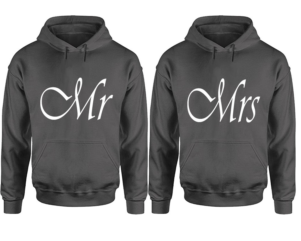 Mr and Mrs hoodies, Matching couple hoodies, Charcoal pullover hoodies