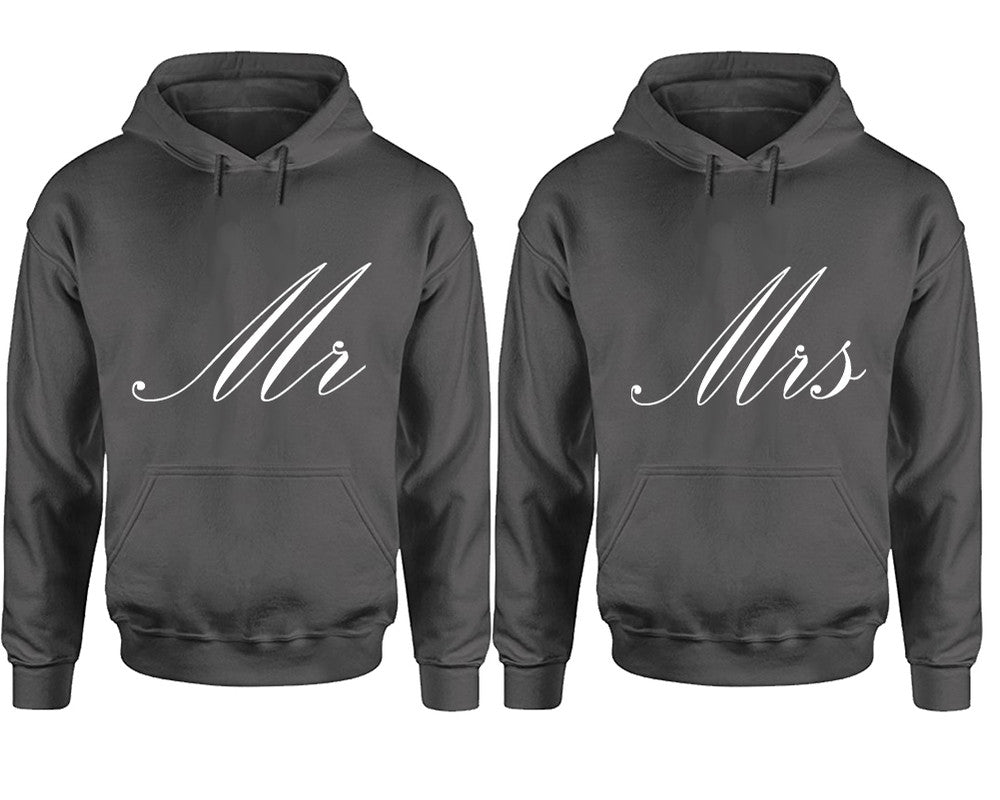 Mr and Mrs hoodies, Matching couple hoodies, Charcoal pullover hoodies