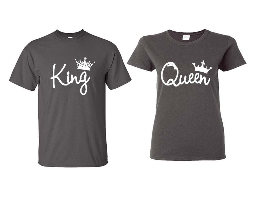 King Queen matching couple shirts.Couple shirts, Charcoal t shirts for men, t shirts for women. Couple matching shirts.
