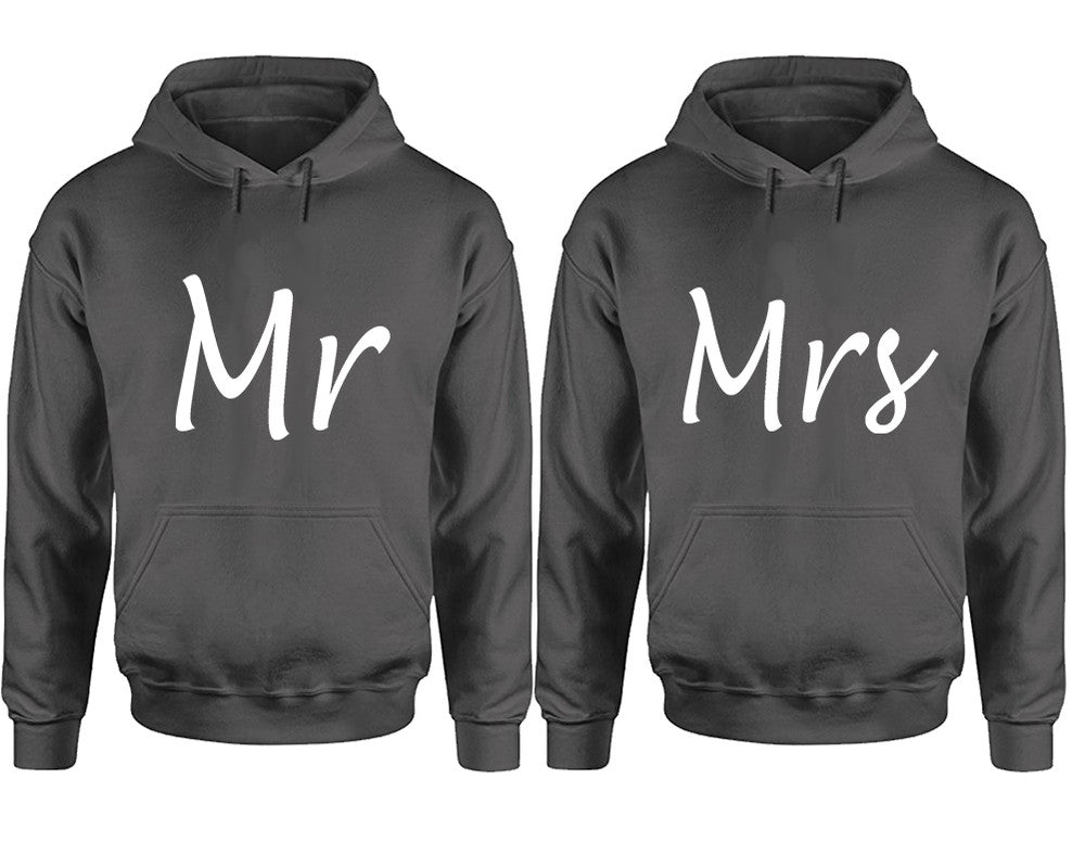 Mr and Mrs hoodies, Matching couple hoodies, Charcoal pullover hoodies