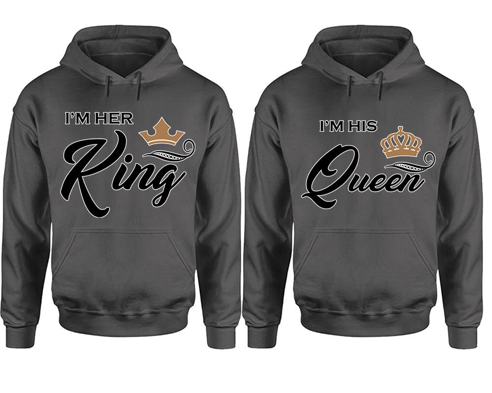 King Queen hoodie, Matching couple hoodies, Charcoal pullover hoodies. Couple jogger pants and hoodies set.