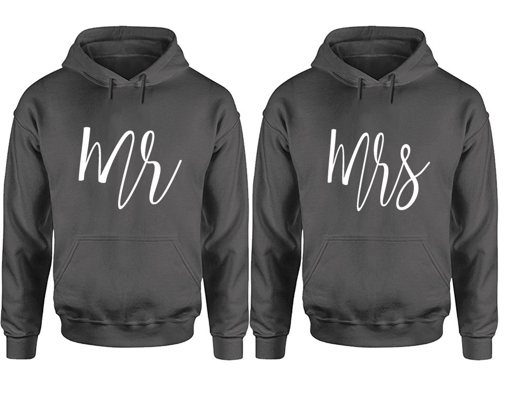 Mr and Mrs hoodies, Matching couple hoodies, Charcoal pullover hoodies