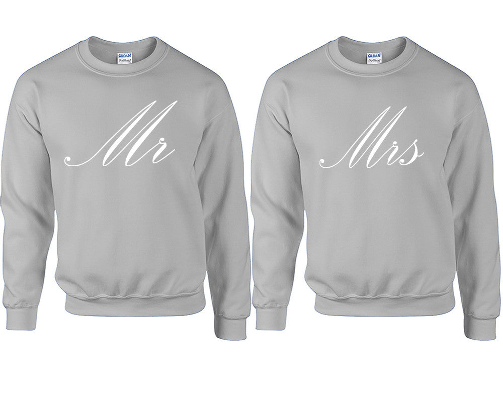 Mr and Mrs couple sweatshirts. Sports Grey sweaters for men, sweaters for women. Sweat shirt. Matching sweatshirts for couples