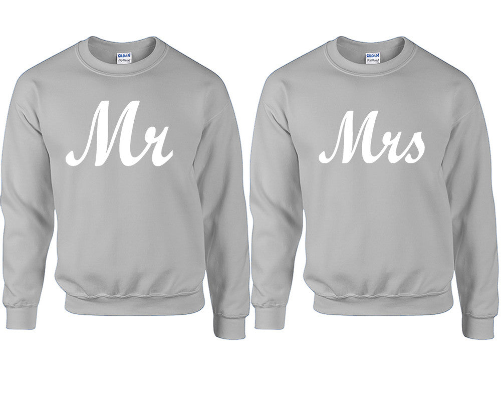 Mr and Mrs couple sweatshirts. Sports Grey sweaters for men, sweaters for women. Sweat shirt. Matching sweatshirts for couples