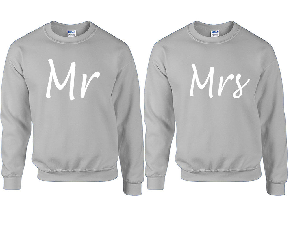 Mr and Mrs couple sweatshirts. Sports Grey sweaters for men, sweaters for women. Sweat shirt. Matching sweatshirts for couples