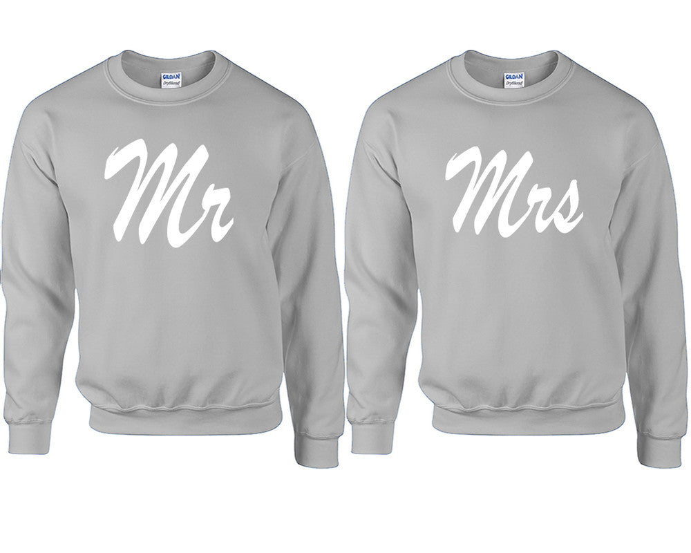 Mr and Mrs couple sweatshirts. Sports Grey sweaters for men, sweaters for women. Sweat shirt. Matching sweatshirts for couples