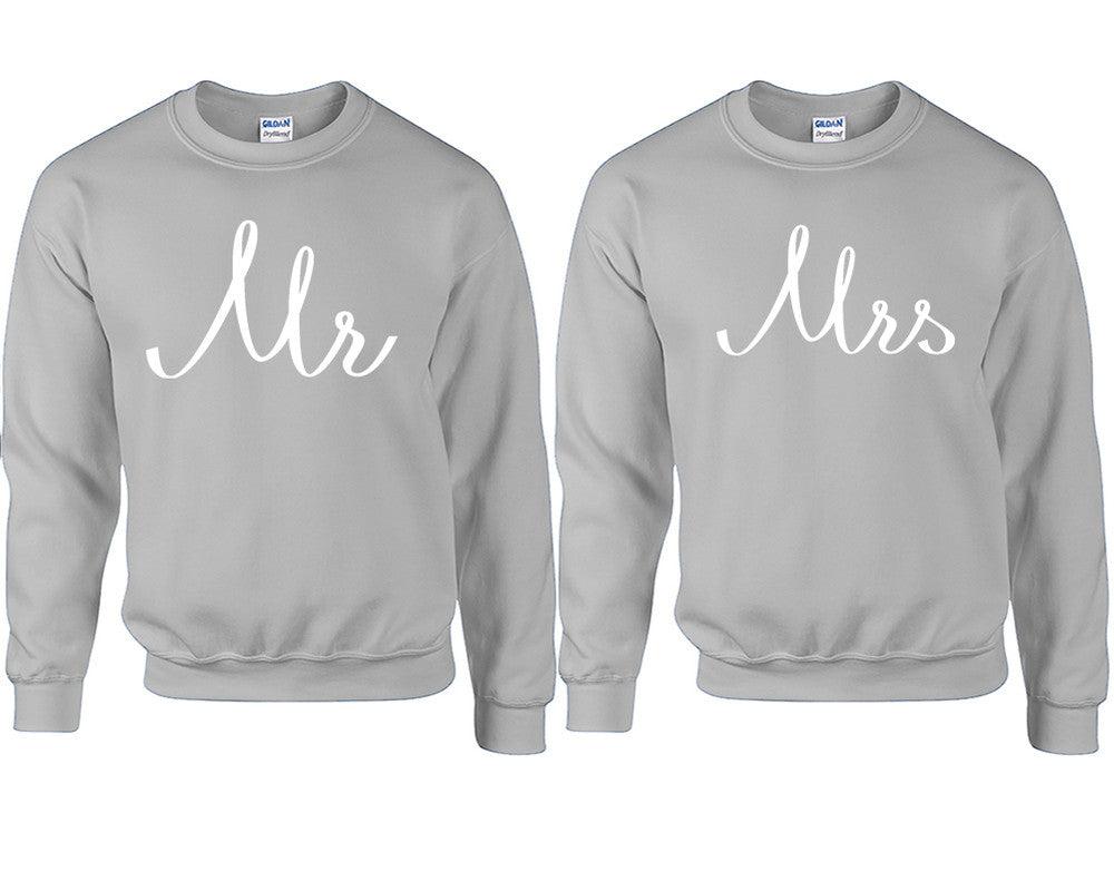 Mr and Mrs couple sweatshirts. Sports Grey sweaters for men, sweaters for women. Sweat shirt. Matching sweatshirts for couples