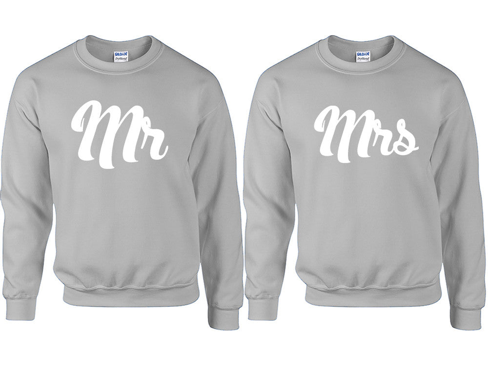 Mr and Mrs couple sweatshirts. Sports Grey sweaters for men, sweaters for women. Sweat shirt. Matching sweatshirts for couples