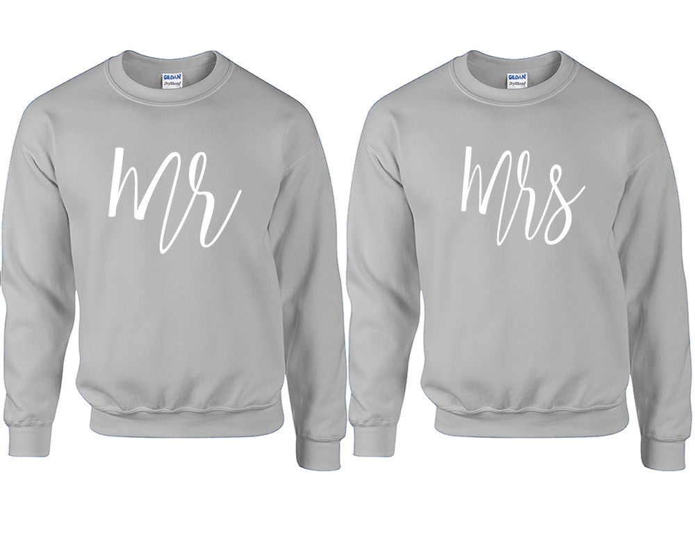 Mr and Mrs couple sweatshirts. Sports Grey sweaters for men, sweaters for women. Sweat shirt. Matching sweatshirts for couples