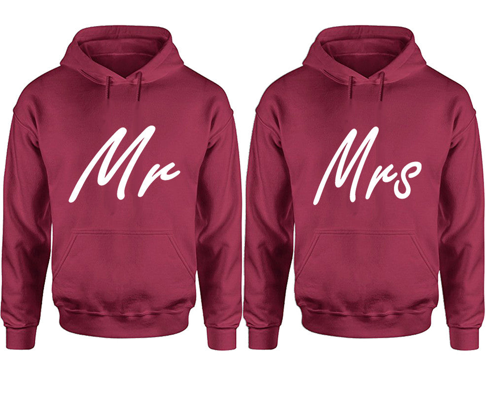 Mr and Mrs hoodies, Matching couple hoodies, Maroon pullover hoodies