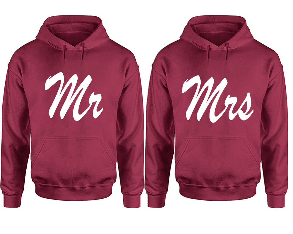 Mr and Mrs hoodies, Matching couple hoodies, Maroon pullover hoodies