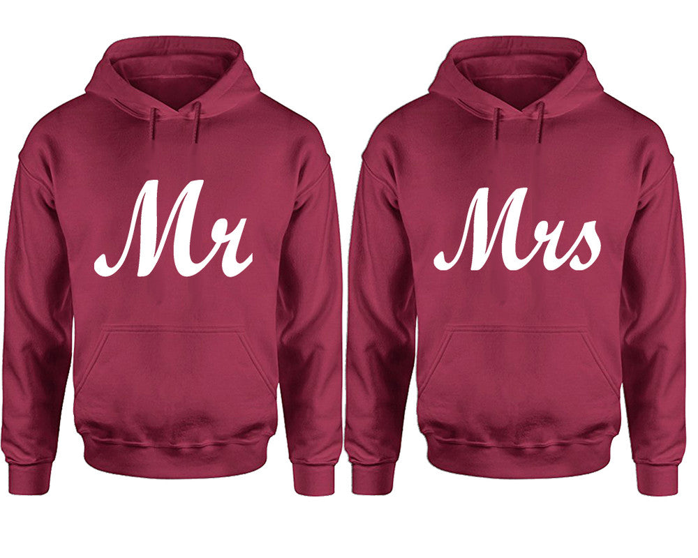 Mr and Mrs hoodies, Matching couple hoodies, Maroon pullover hoodies