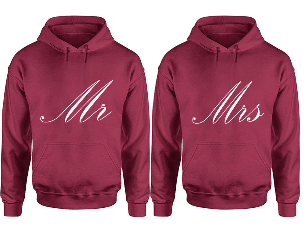 Mr and Mrs hoodies, Matching couple hoodies, Maroon pullover hoodies