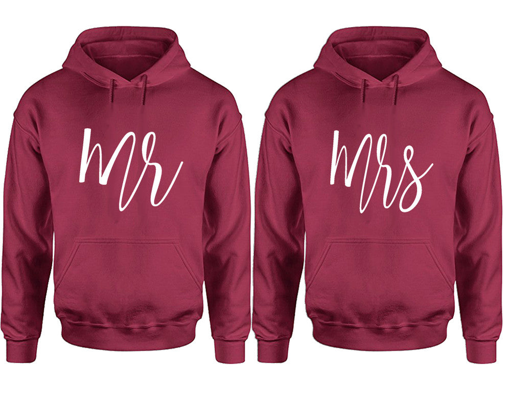 Mr and Mrs hoodies, Matching couple hoodies, Maroon pullover hoodies