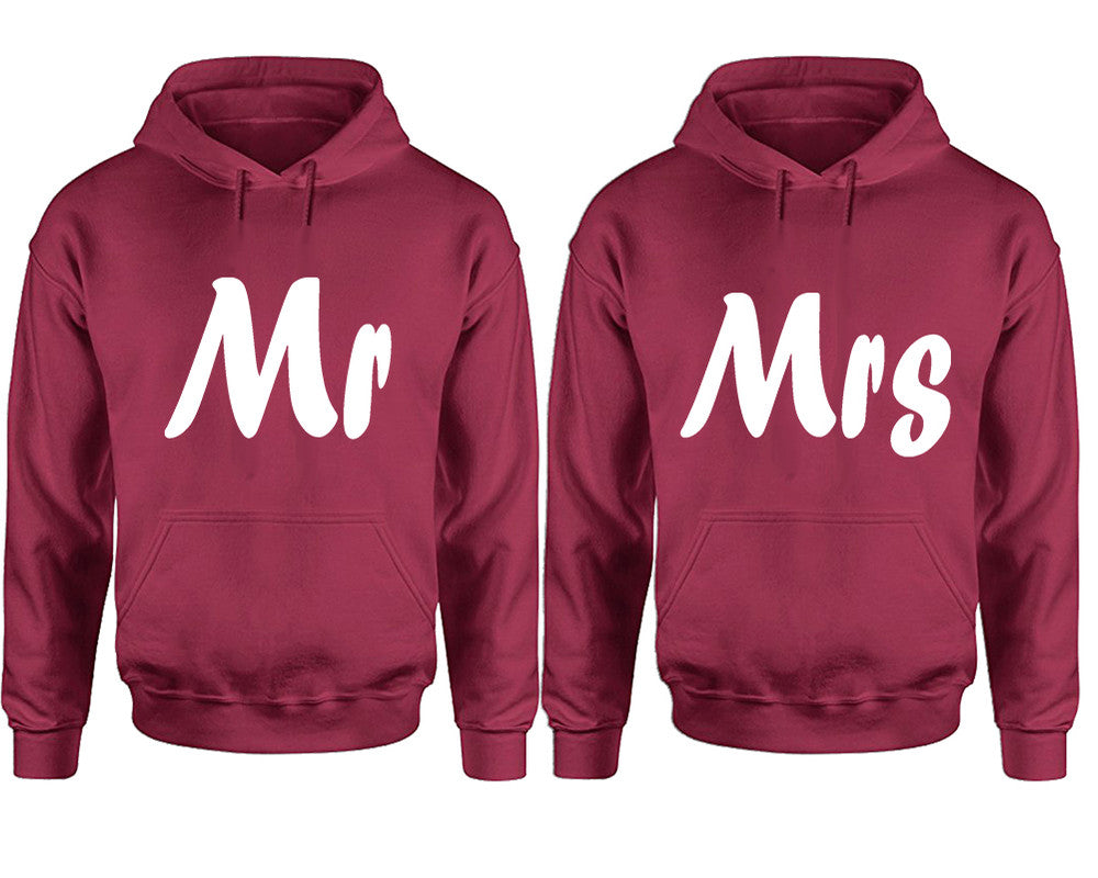 Mr and Mrs hoodies, Matching couple hoodies, Maroon pullover hoodies