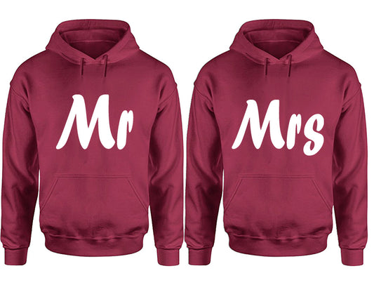 Mr and Mrs hoodies, Matching couple hoodies, Maroon pullover hoodies