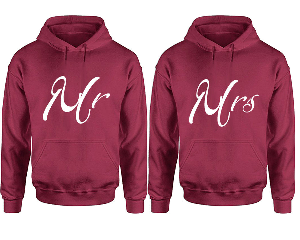 Mr and Mrs hoodies, Matching couple hoodies, Maroon pullover hoodies