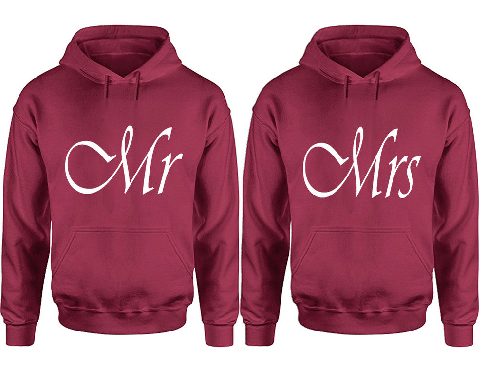Mr and Mrs hoodies, Matching couple hoodies, Maroon pullover hoodies