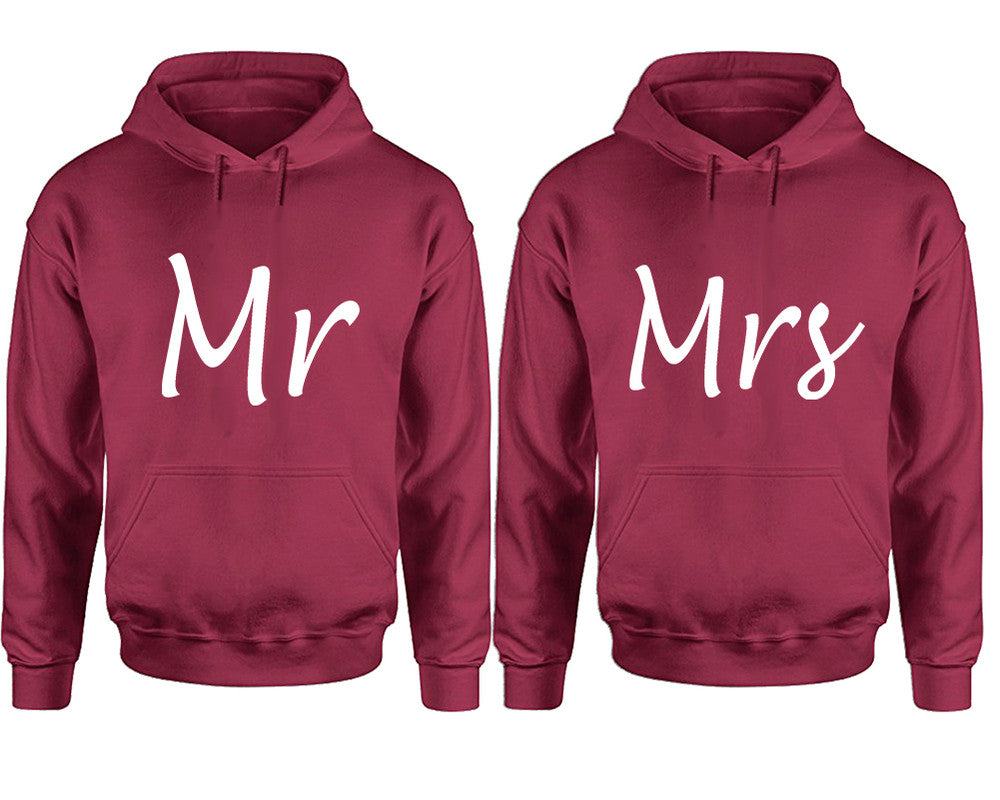 Mr and Mrs hoodies, Matching couple hoodies, Maroon pullover hoodies