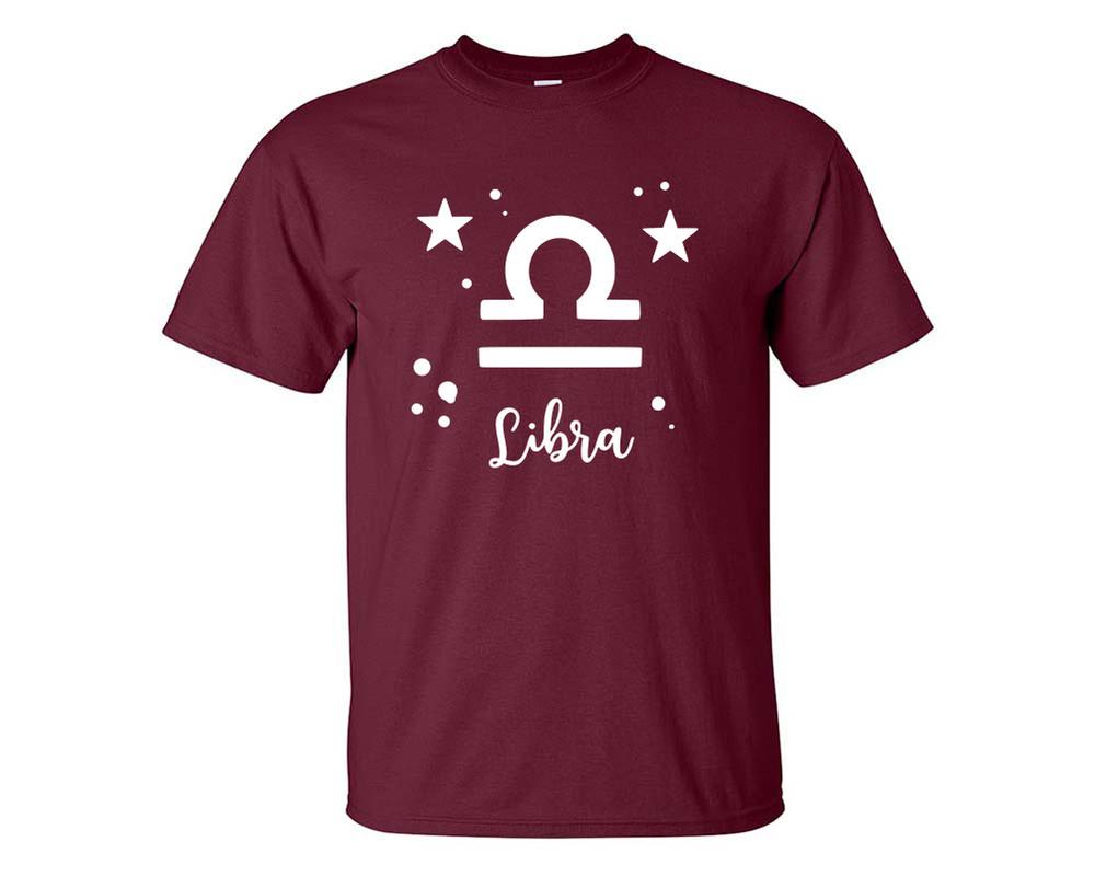 Libra custom t shirts, graphic tees. Maroon t shirts for men. Maroon t shirt for mens, tee shirts.