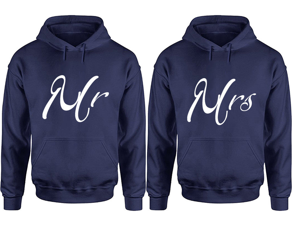 Mr and Mrs hoodies, Matching couple hoodies, Navy Blue pullover hoodies