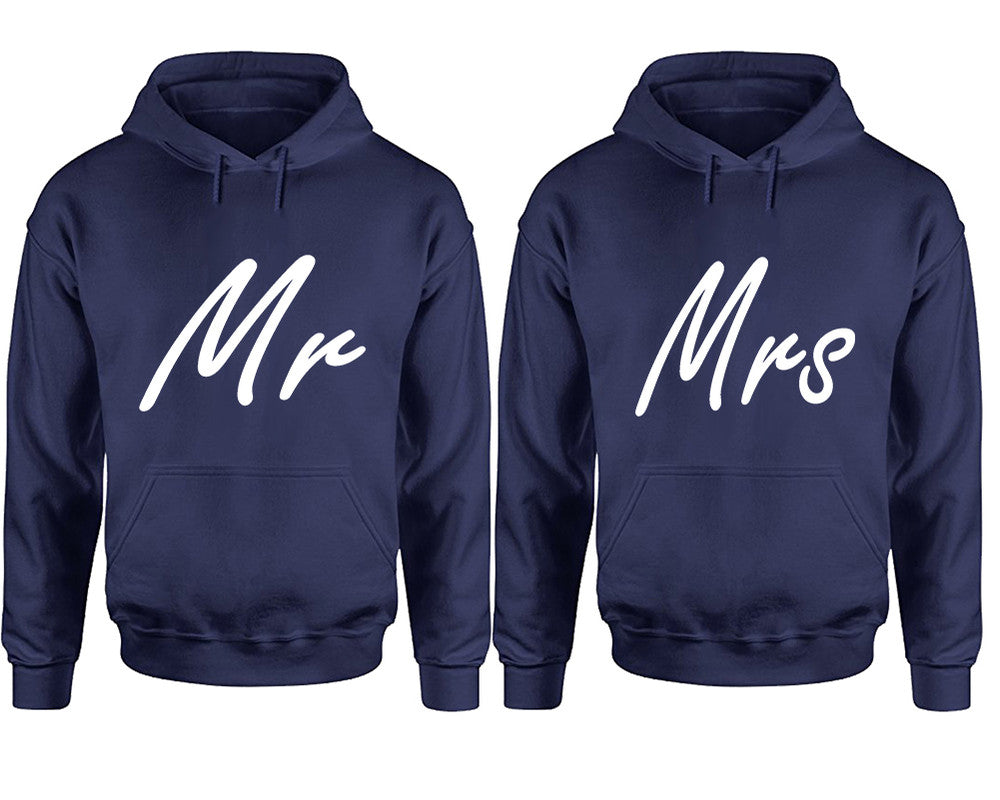 Mr and Mrs hoodies, Matching couple hoodies, Navy Blue pullover hoodies