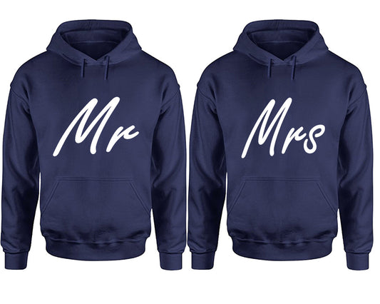 Mr and Mrs hoodies, Matching couple hoodies, Navy Blue pullover hoodies