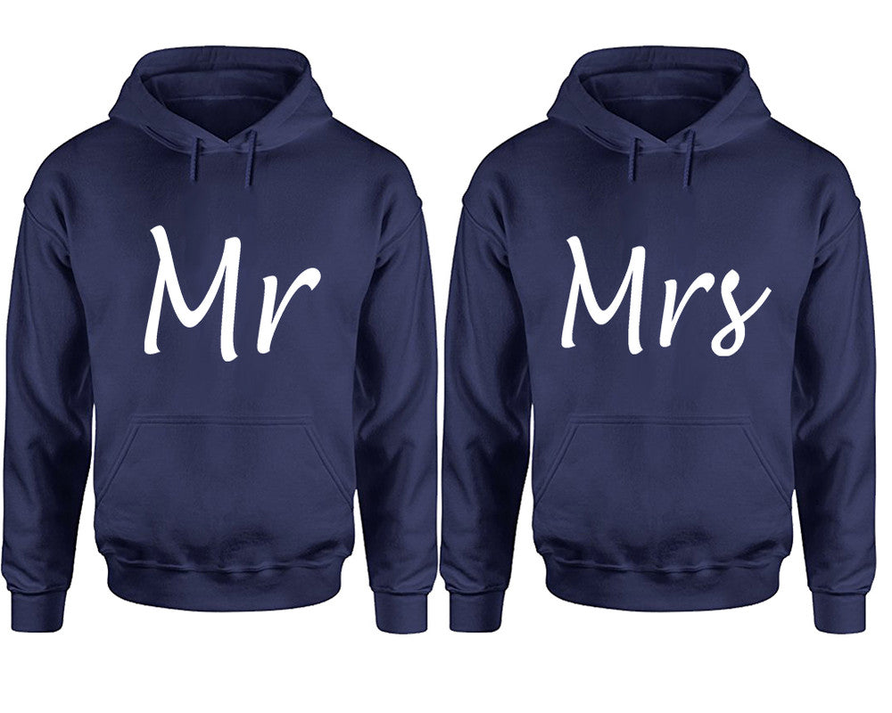 Mr and Mrs hoodies, Matching couple hoodies, Navy Blue pullover hoodies