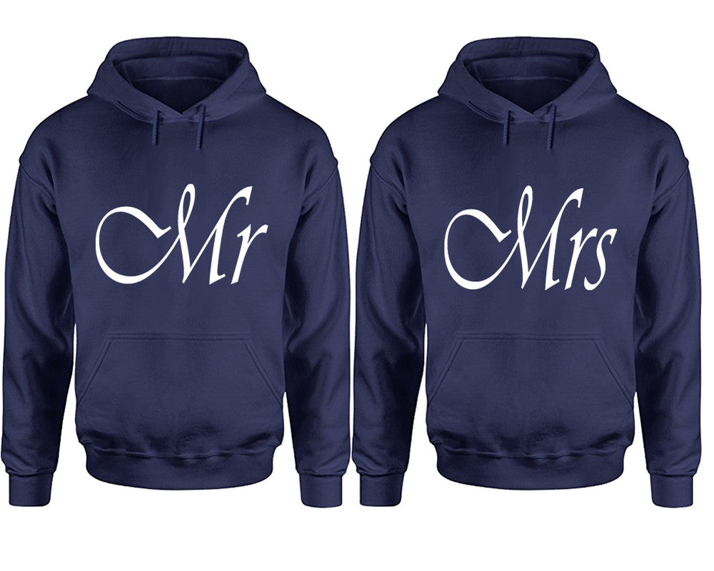 Mr and Mrs hoodies, Matching couple hoodies, Navy Blue pullover hoodies