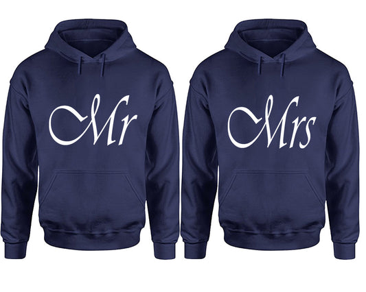 Mr and Mrs hoodies, Matching couple hoodies, Navy Blue pullover hoodies