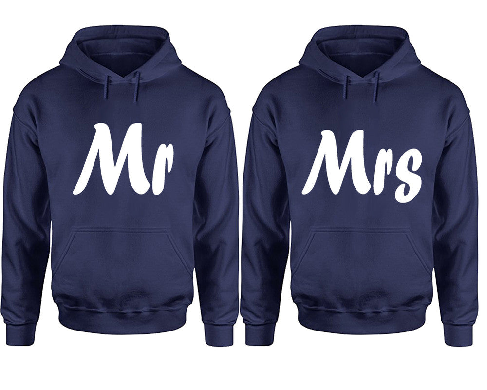 Mr and Mrs hoodies, Matching couple hoodies, Navy Blue pullover hoodies