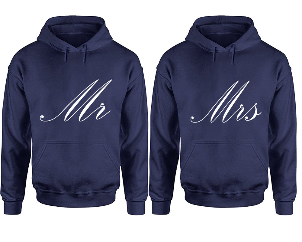 Mr and Mrs hoodies, Matching couple hoodies, Navy Blue pullover hoodies