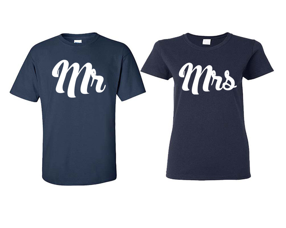 Mr and Mrs matching couple shirts.Couple shirts, Navy Blue t shirts for men, t shirts for women. Couple matching shirts.