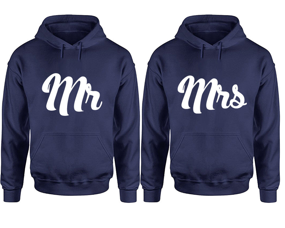 Mr and Mrs hoodies, Matching couple hoodies, Navy Blue pullover hoodies
